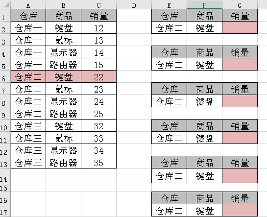 DGET、SUMIFS、SUMPRODUCT、LOOKUP、OFFSET、VLOOKUP多条件查询